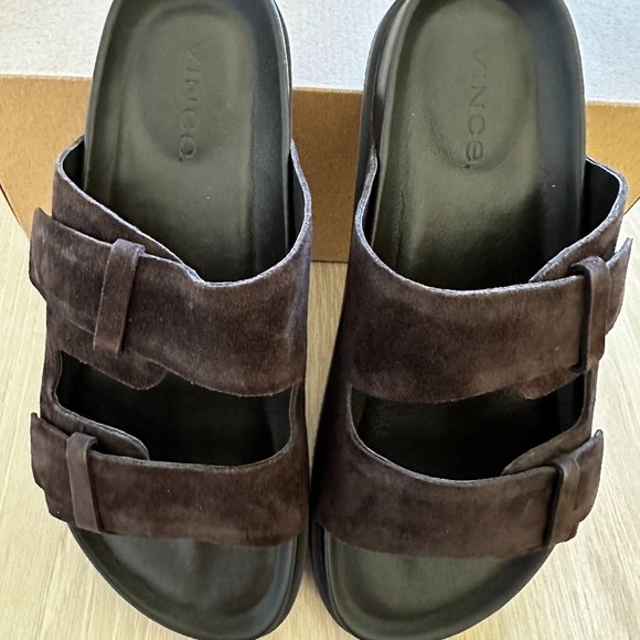 VINCE MEN\'S DUKE SANDALS - DARK BROWN - 9.5